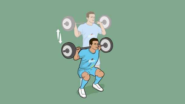 barbell weighted squats سه تمرین بدنسازی برای تقویت عضلات چهار سر ران